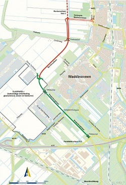 kaart Randweg Waddinxveen Vredenburghlaan www.duurzaamwaddinxveen.nl